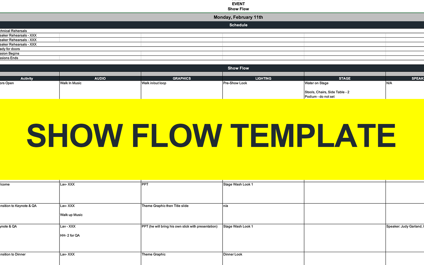 Event Show Flow Template Event Show Flow Template